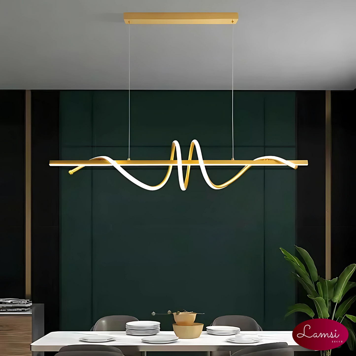 Lámpara Colgante color Dorado con luz led