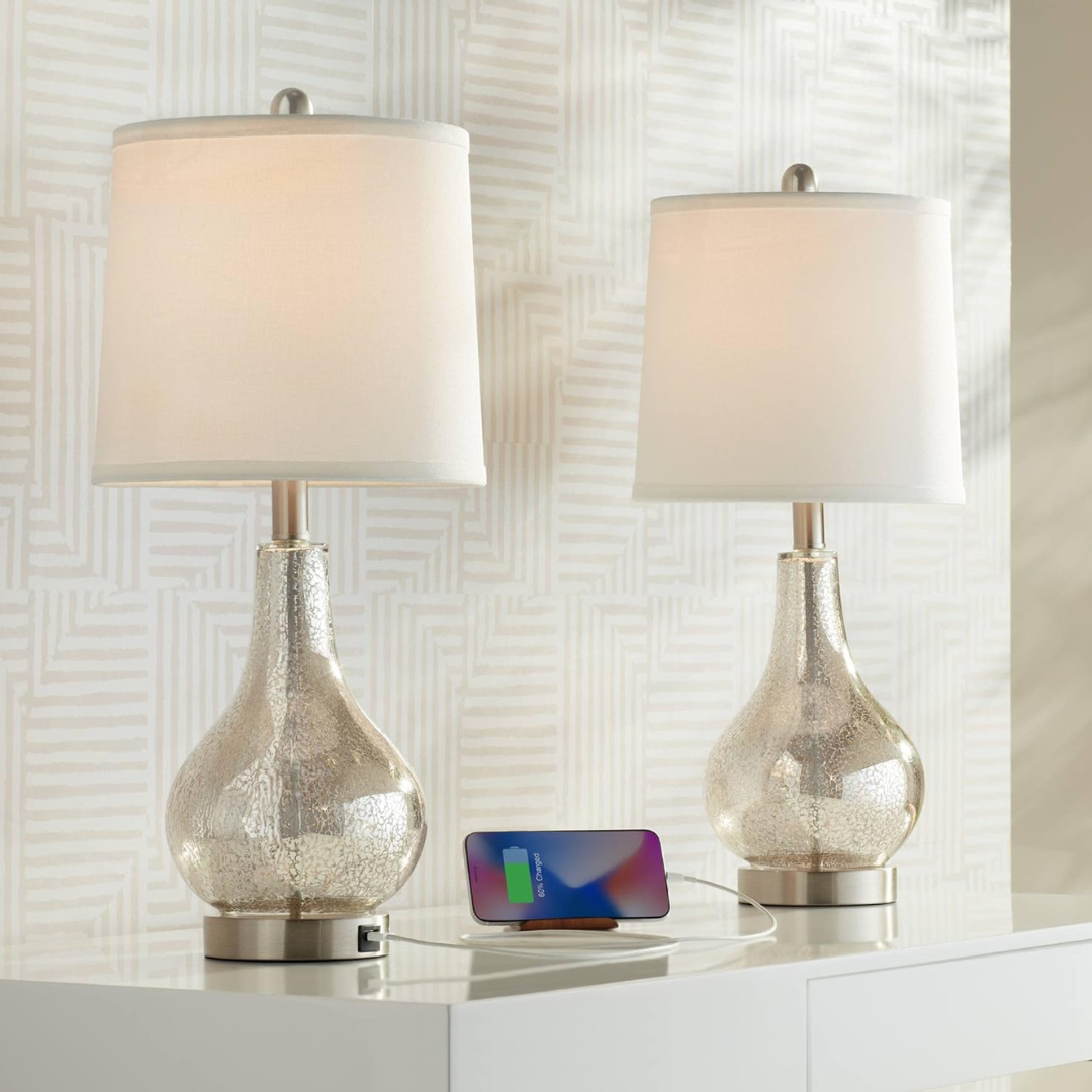 Lámpara de mesa Set x 2 Unidades En Cristal De Mercurio