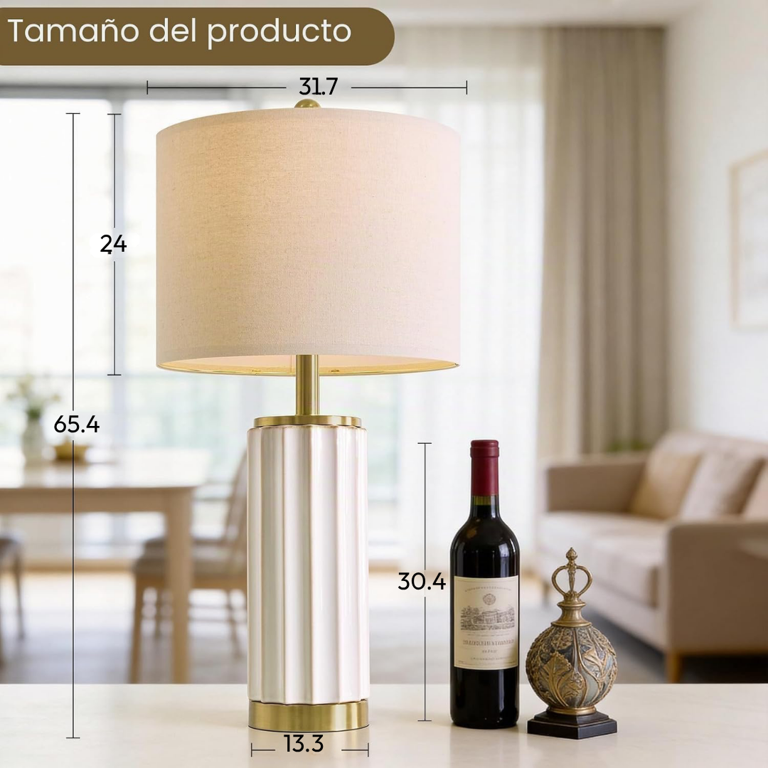 Juego de Lámparas de Mesa Ivory Column Ceramic (Set x 2 Unidades)
