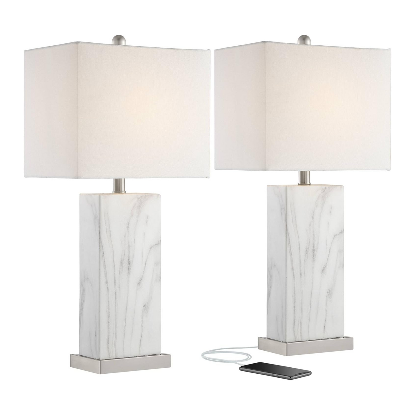Lámpara de mesa Set x 2 Unidades En Mármol Sintético