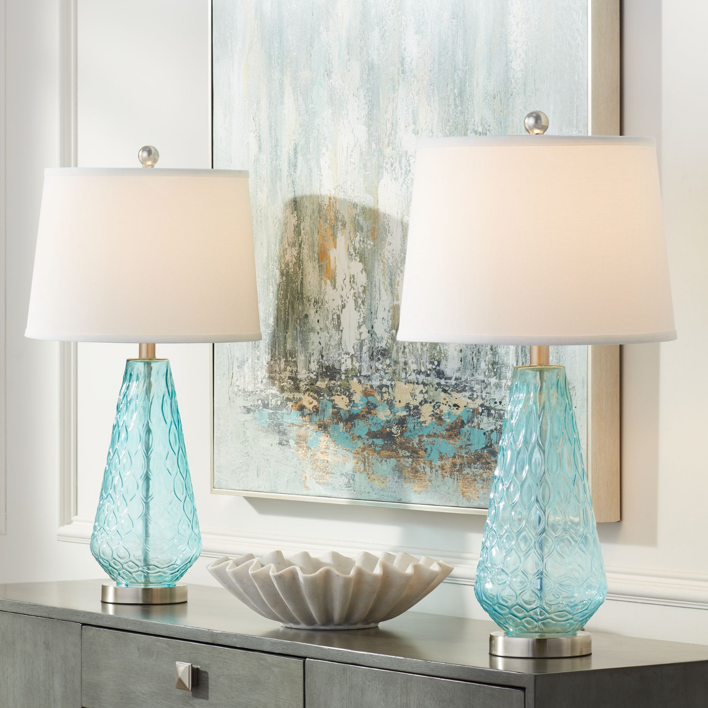 Lámpara de mesa Set x 2 Unidades En Cristal Azul