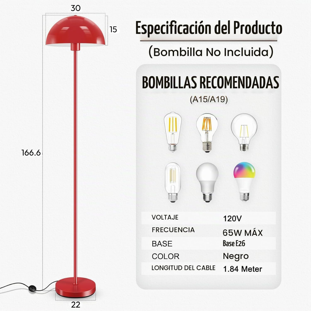 Lámpara de Pie Cúpula Fungo (3 colores)