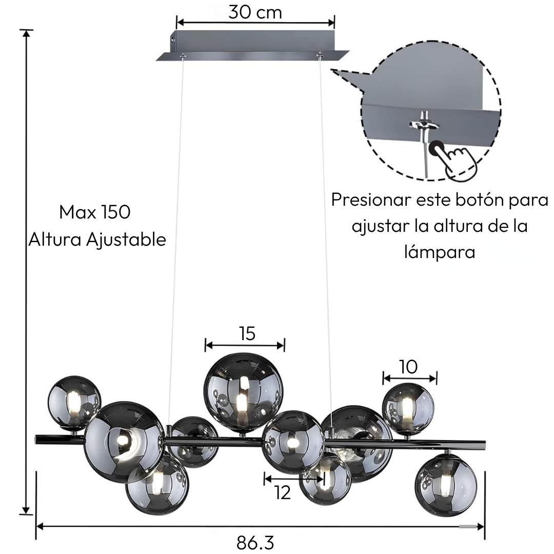 Lámpara Colgante Órbita de Cristal Ahumado