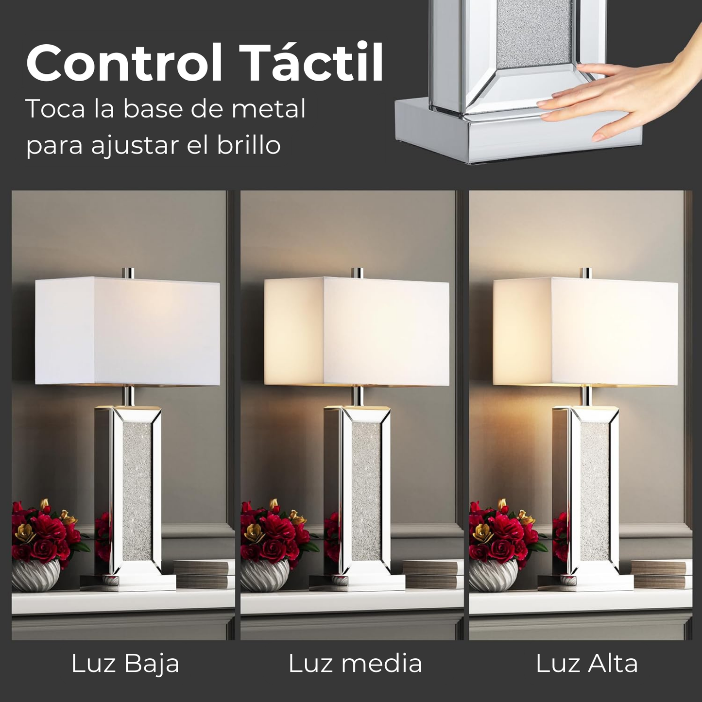 Lámpara de mesa Set x 2 Unidades En Acero & Espejo
