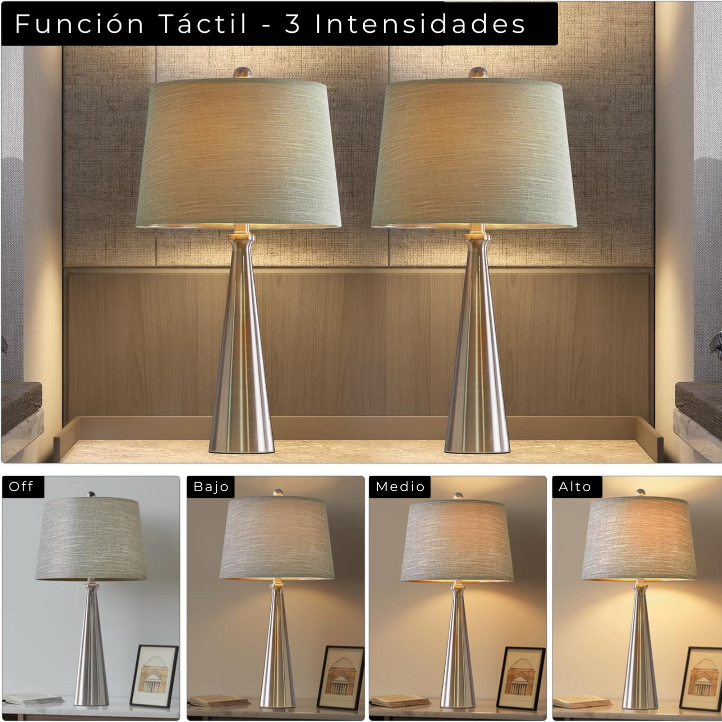 Lámpara de mesa Set x 2 Unidades En Acero Inoxidable