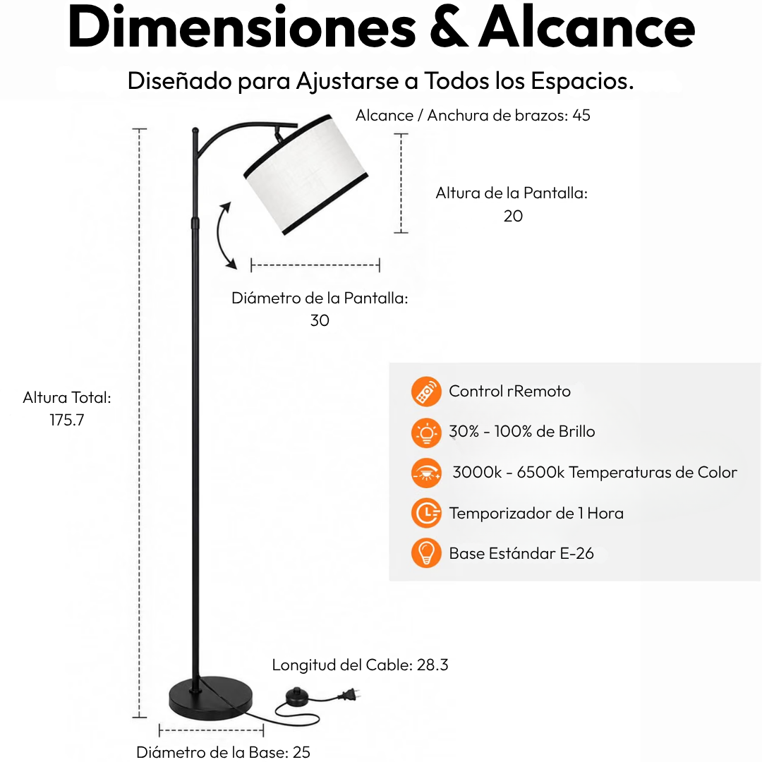 Lámpara de Pie Arqueada Sobrecolgante Eclipse