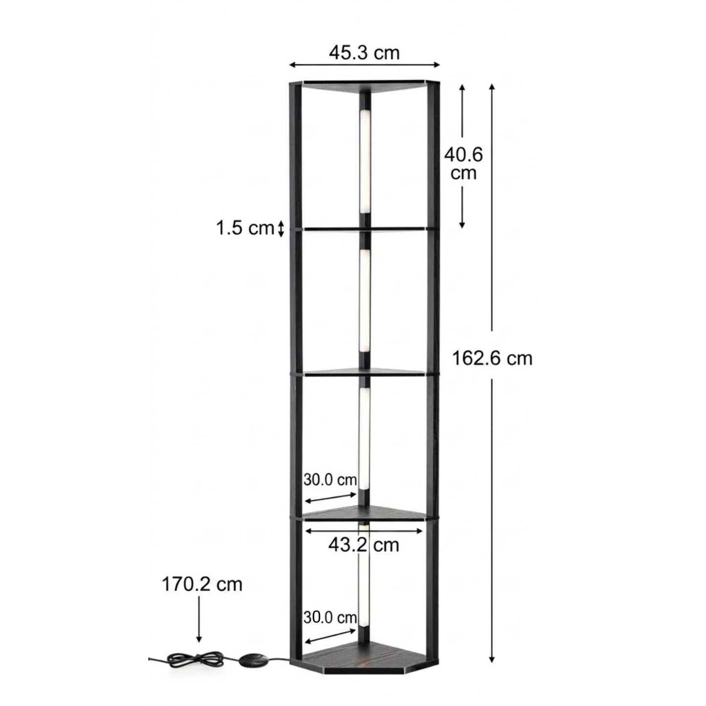 Lámpara de Piso Columnar Ébano con Estantería
