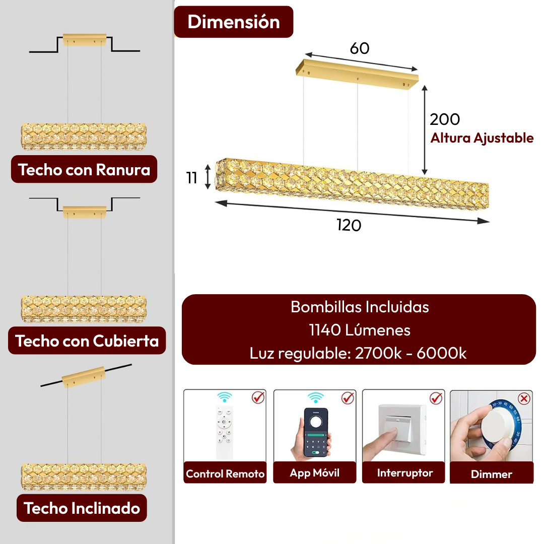 Lámpara Colgante Ópalo K9 Regulable