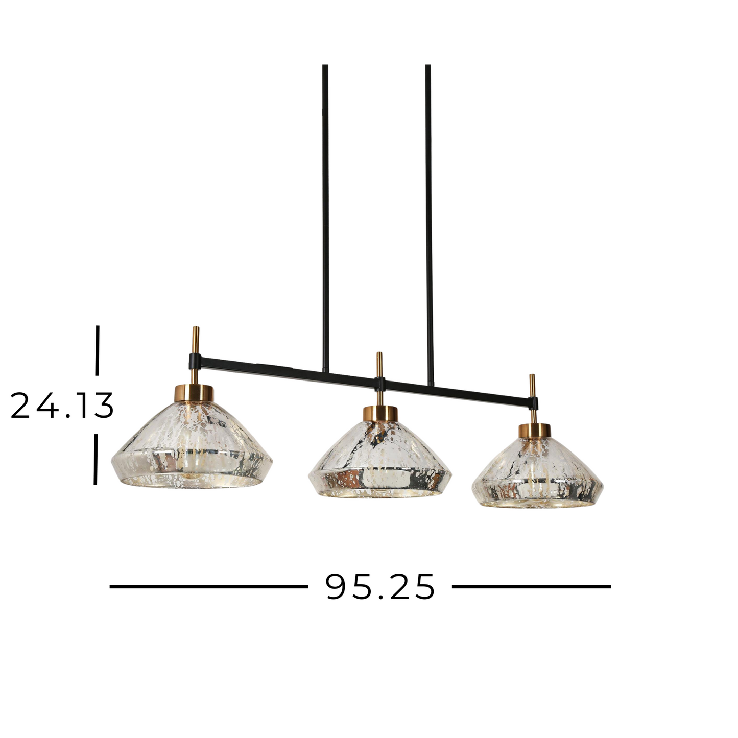 Chandelier / Lámpara Colgante 3 Islas en Cristal De Mercurio