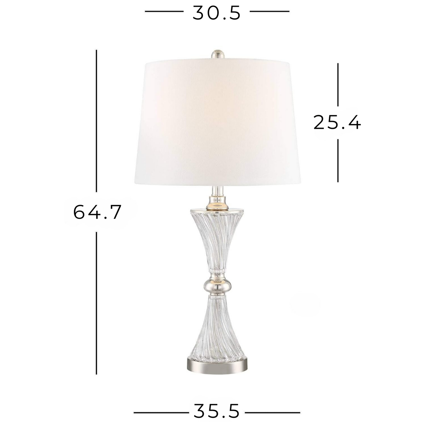 Lámpara de mesa Set x 2 Unidades En Cristal & Acero Inoxidable