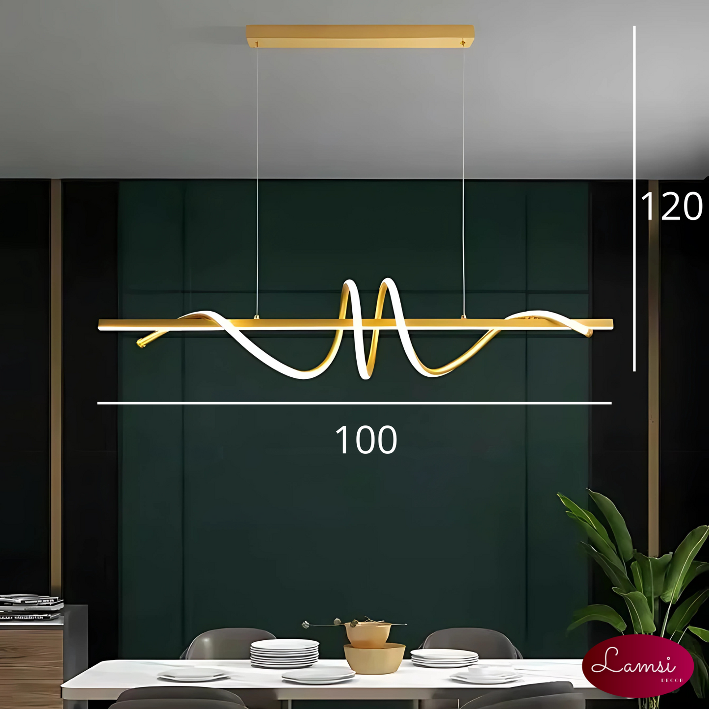 Lámpara Colgante color Dorado con luz led