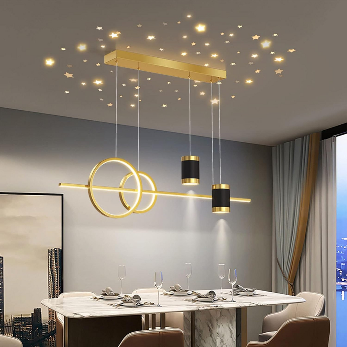 Lámpara Colgante con Aros & Estrellas