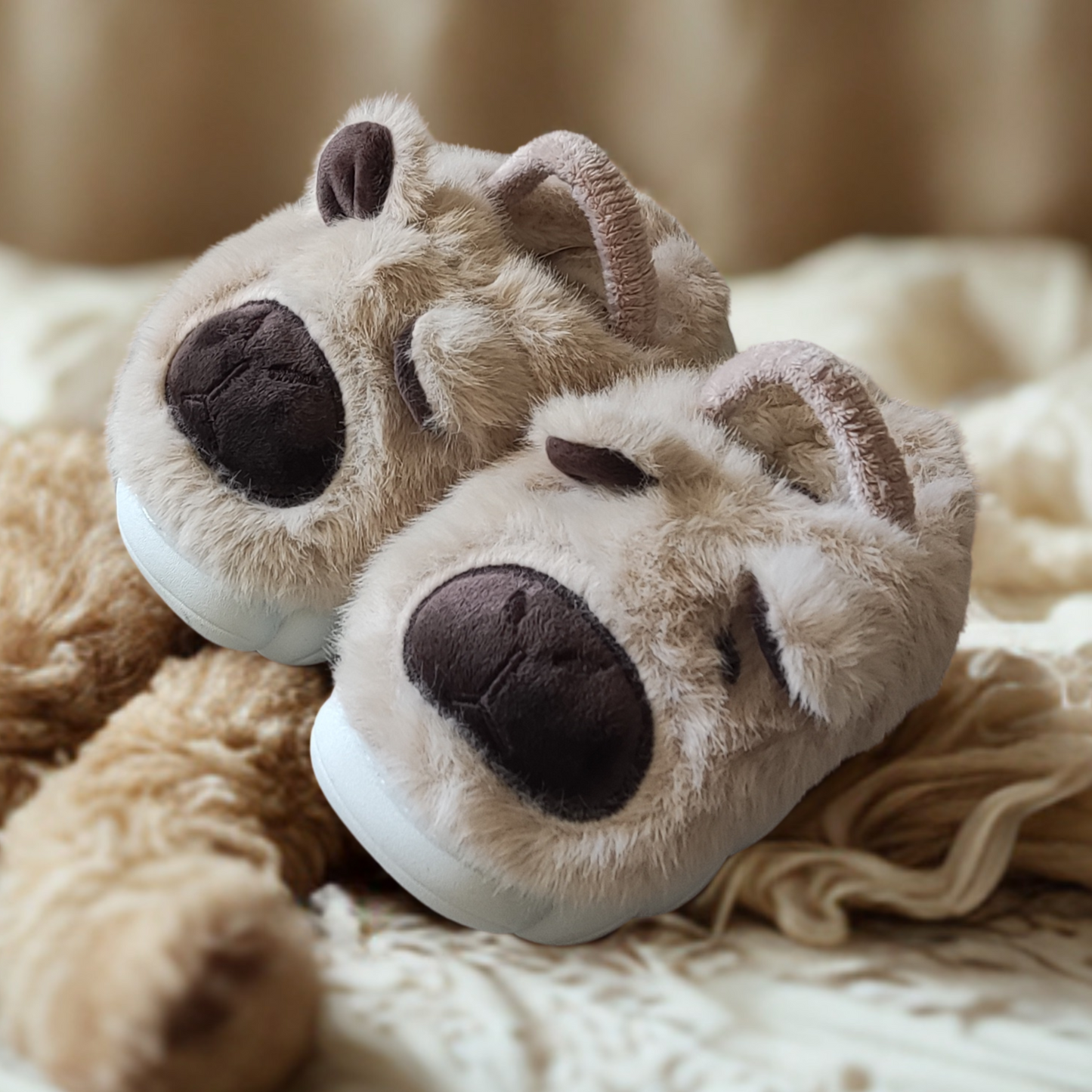 Pantuflas de Capibara Cerradas con Elástico color Beige (Bebé)