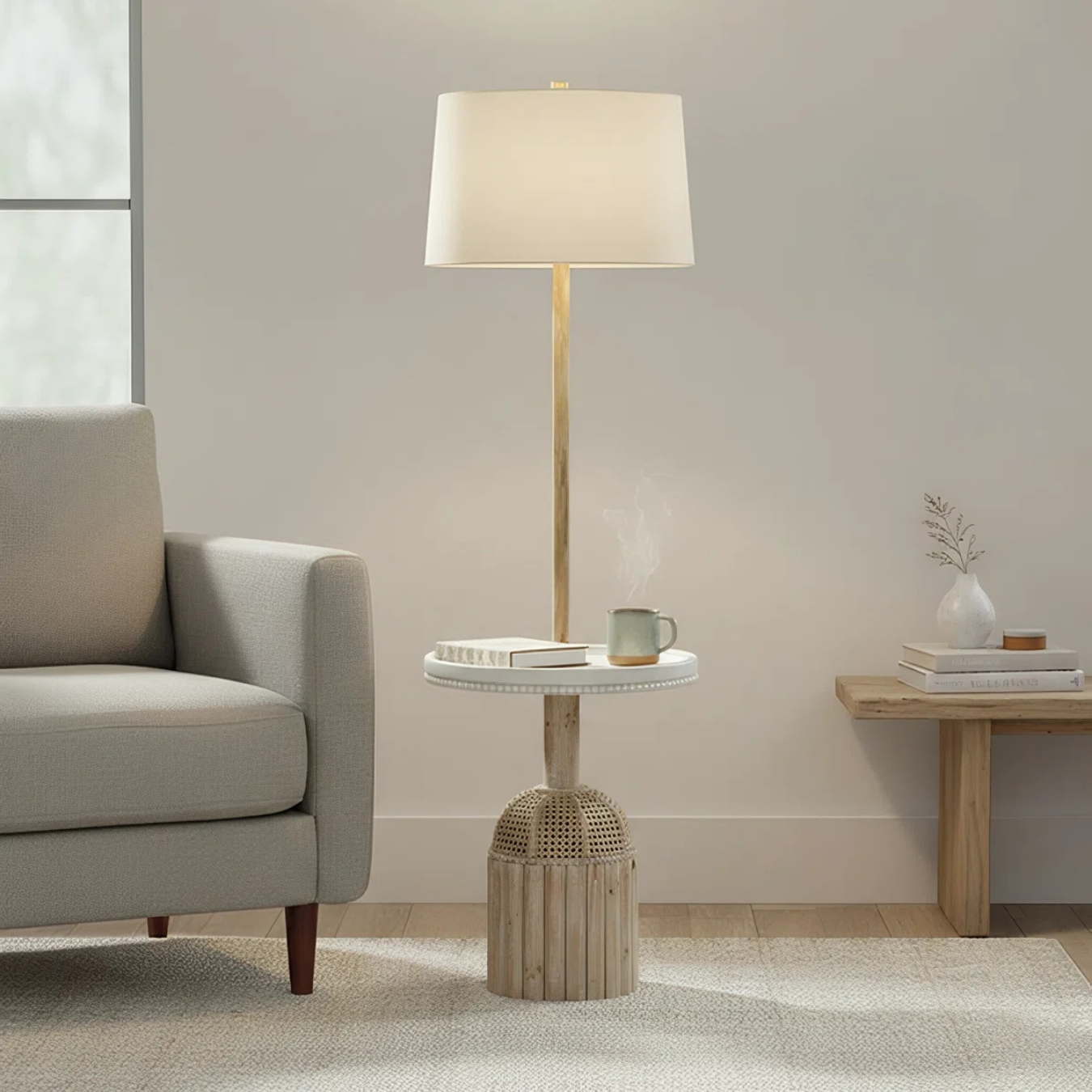 Lámpara de Pie Naturalia con Mesa Integrada