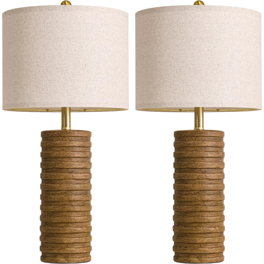 Juego de Lámparas de Mesa Bois Rustique Ceramic x 2 Unidades