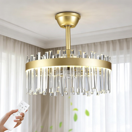 Lámpara de Techo con Ventilador Cristales Prism VIP