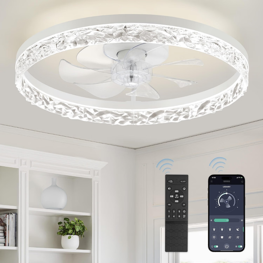 Lámpara de Techo con Ventilador Luminaria Crystal Ring