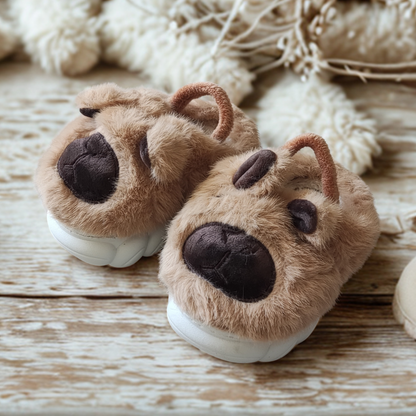 Pantuflas de Capibara Cerradas con Elástico color Marrón (Bebé)