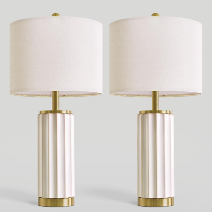 Juego de Lámparas de Mesa Ivory Column Ceramic (Set x 2 Unidades)