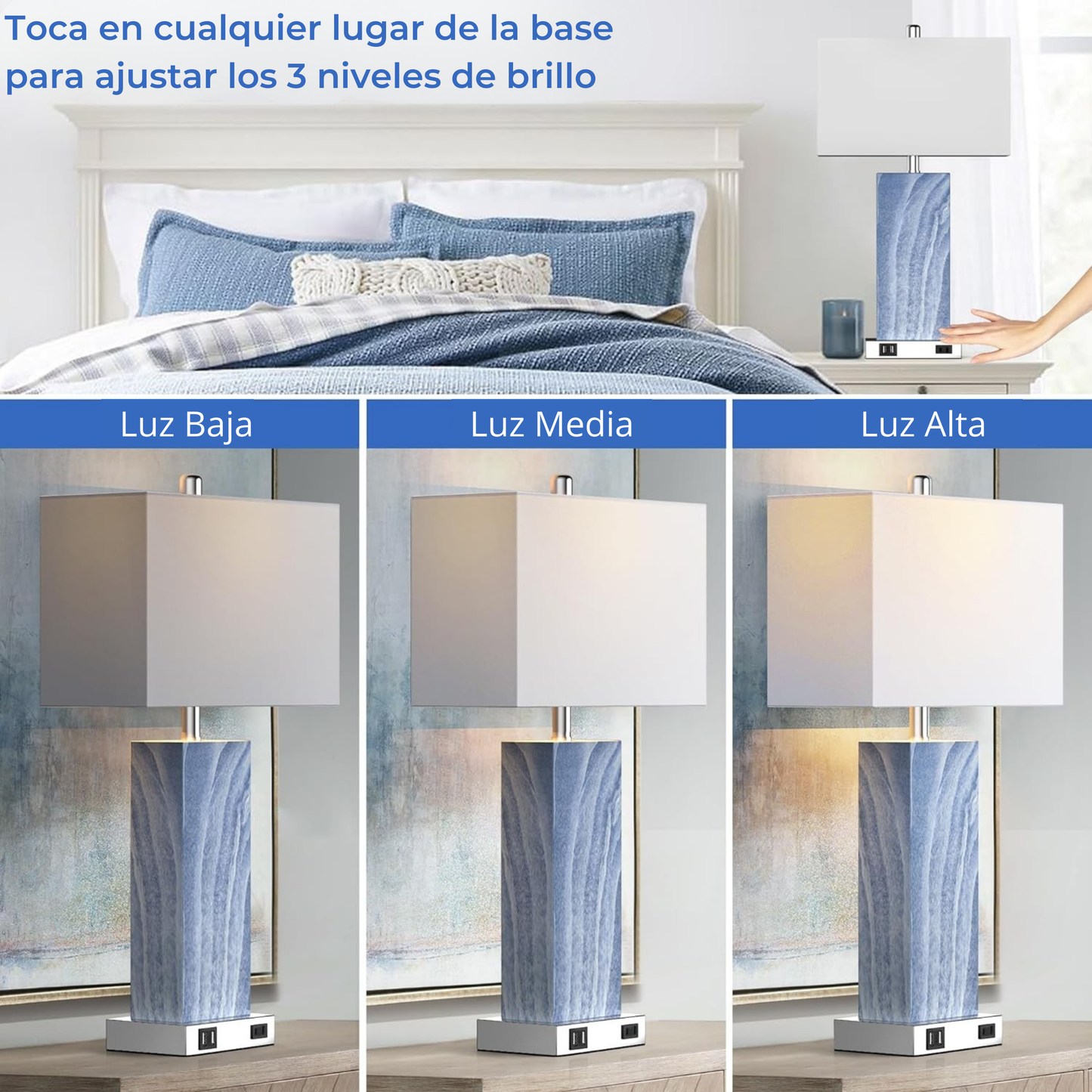 Lámpara de Mesa Táctil en Cerámica