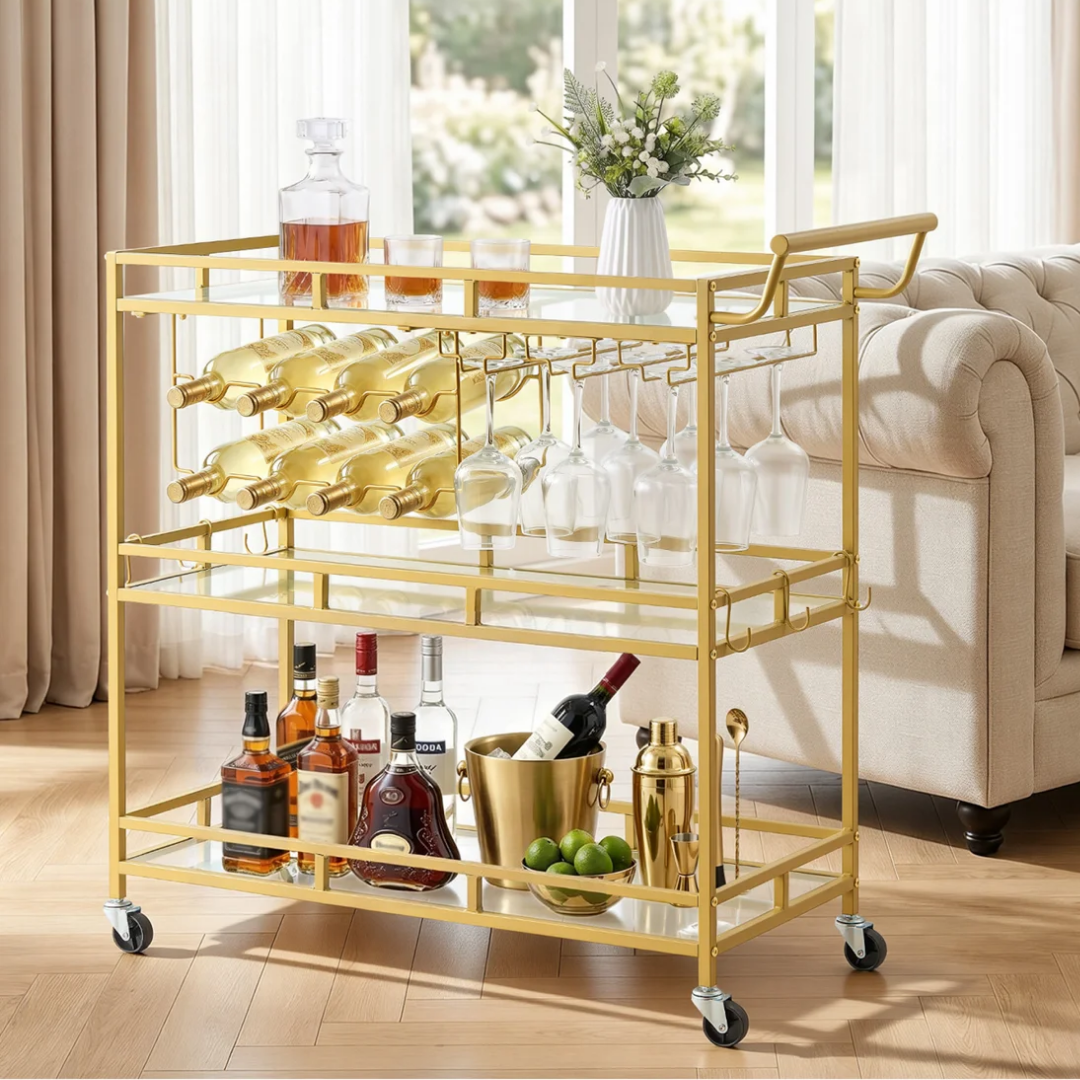 Carrito Auxiliar Bar Aureum 3 Niveles