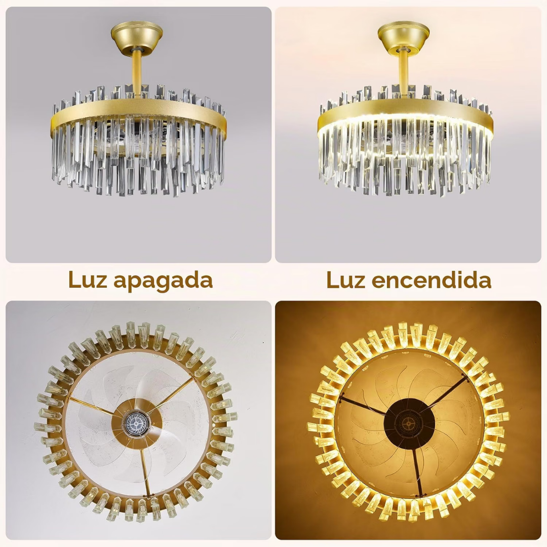 Lámpara de Techo con Ventilador Cristales Prism VIP