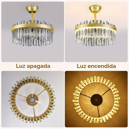 Lámpara de Techo con Ventilador Cristales Prism VIP