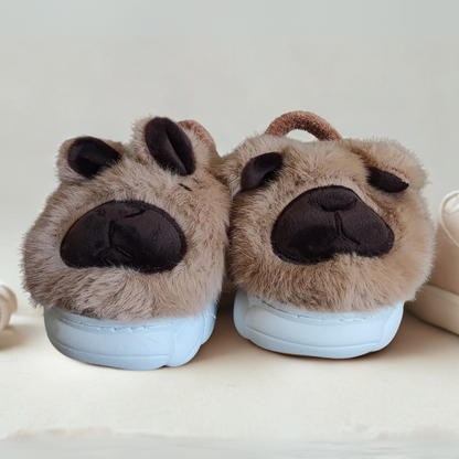 Pantuflas de Capibara Cerradas con Elástico color Marrón (Bebé)