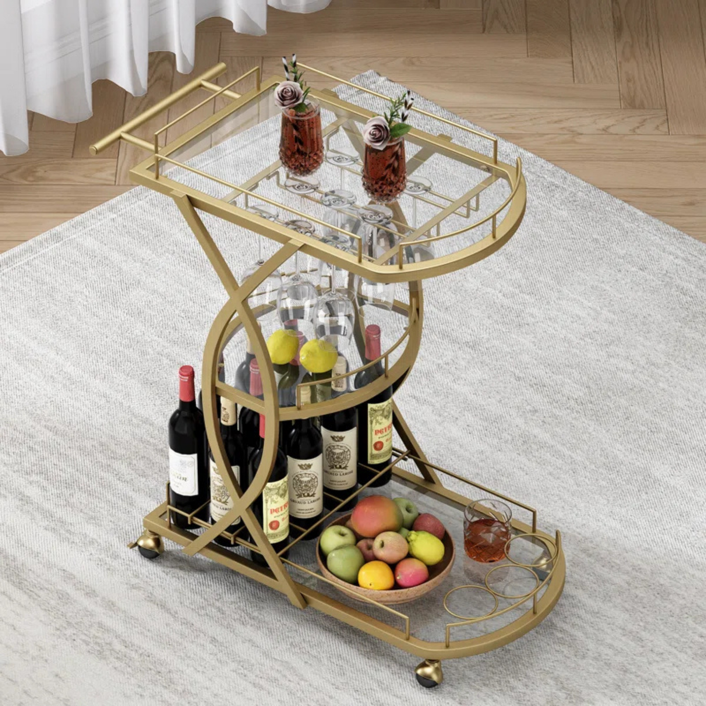Carrito de Bar de 3 Niveles