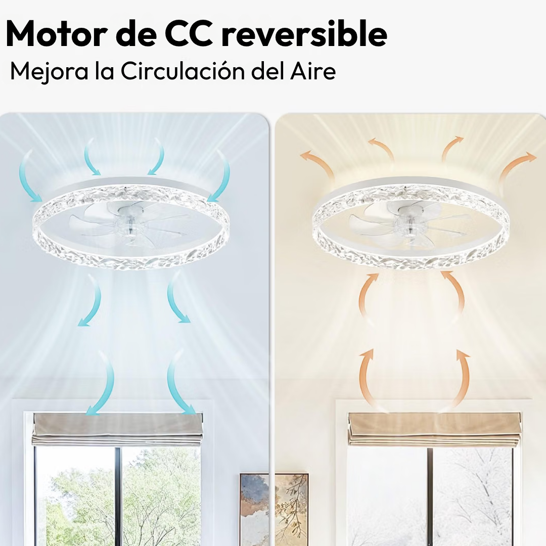 Lámpara de Techo con Ventilador Luminaria Crystal Ring