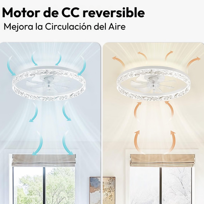 Lámpara de Techo con Ventilador Luminaria Crystal Ring