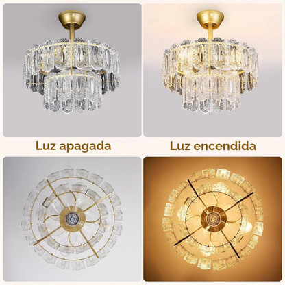 Lámpara de Techo con Ventilador Cristales Palazzo Gold