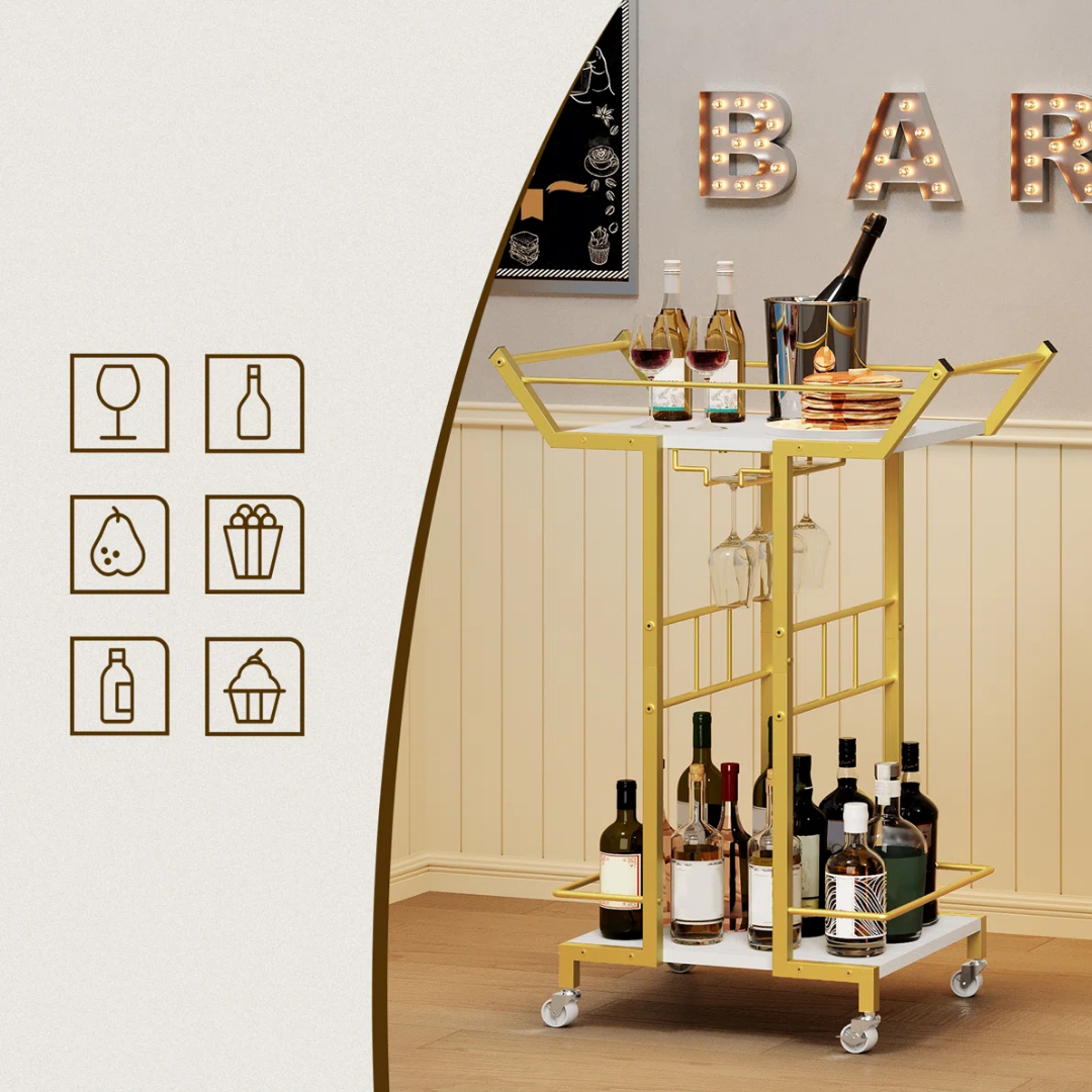 Carrito Auxiliar Bar Alabastro Gold
