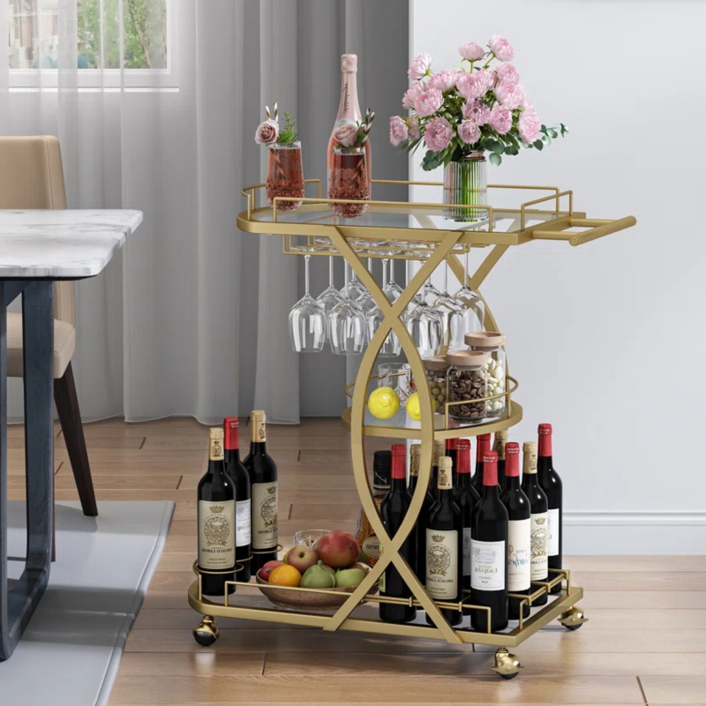 Carrito de Bar de 3 Niveles