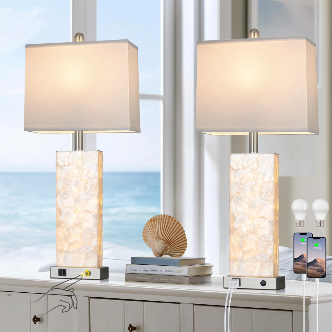 Set x 2 Lámparas de Mesa Nacré Coastal
