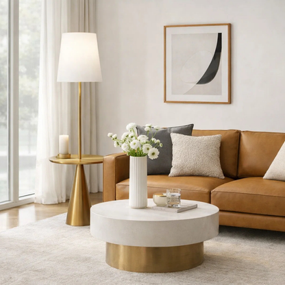 Lámpara de Pie Minimalista con Mesa Integrada