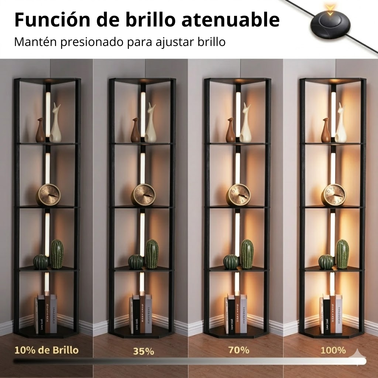 Lámpara de Piso Columnar Ébano con Estantería