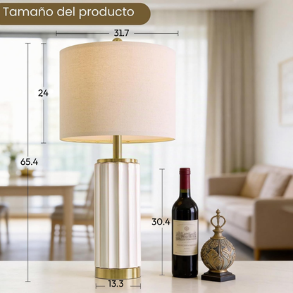 Juego de Lámparas de Mesa Ivory Column Ceramic (Set x 2 Unidades)