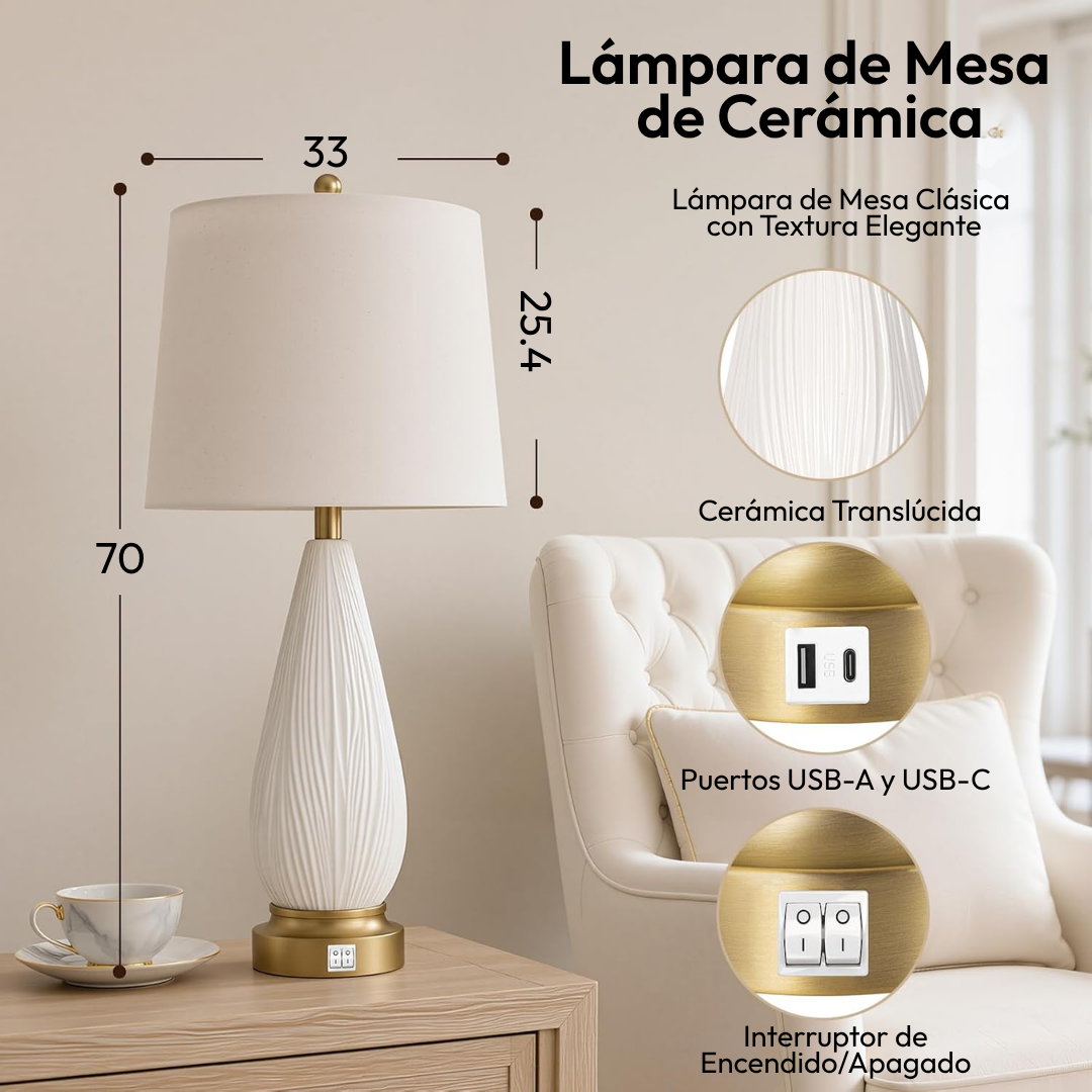 Lámparas de Mesa Opale Lumina Ceramic x 2 Unidades
