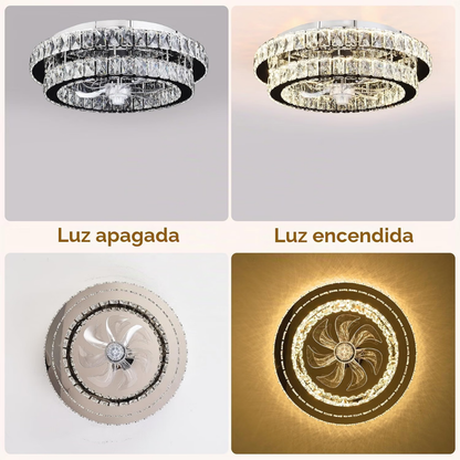 Lámpara de Techo con Ventilador Cristales