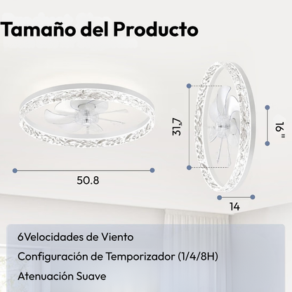 Lámpara de Techo con Ventilador Luminaria Crystal Ring