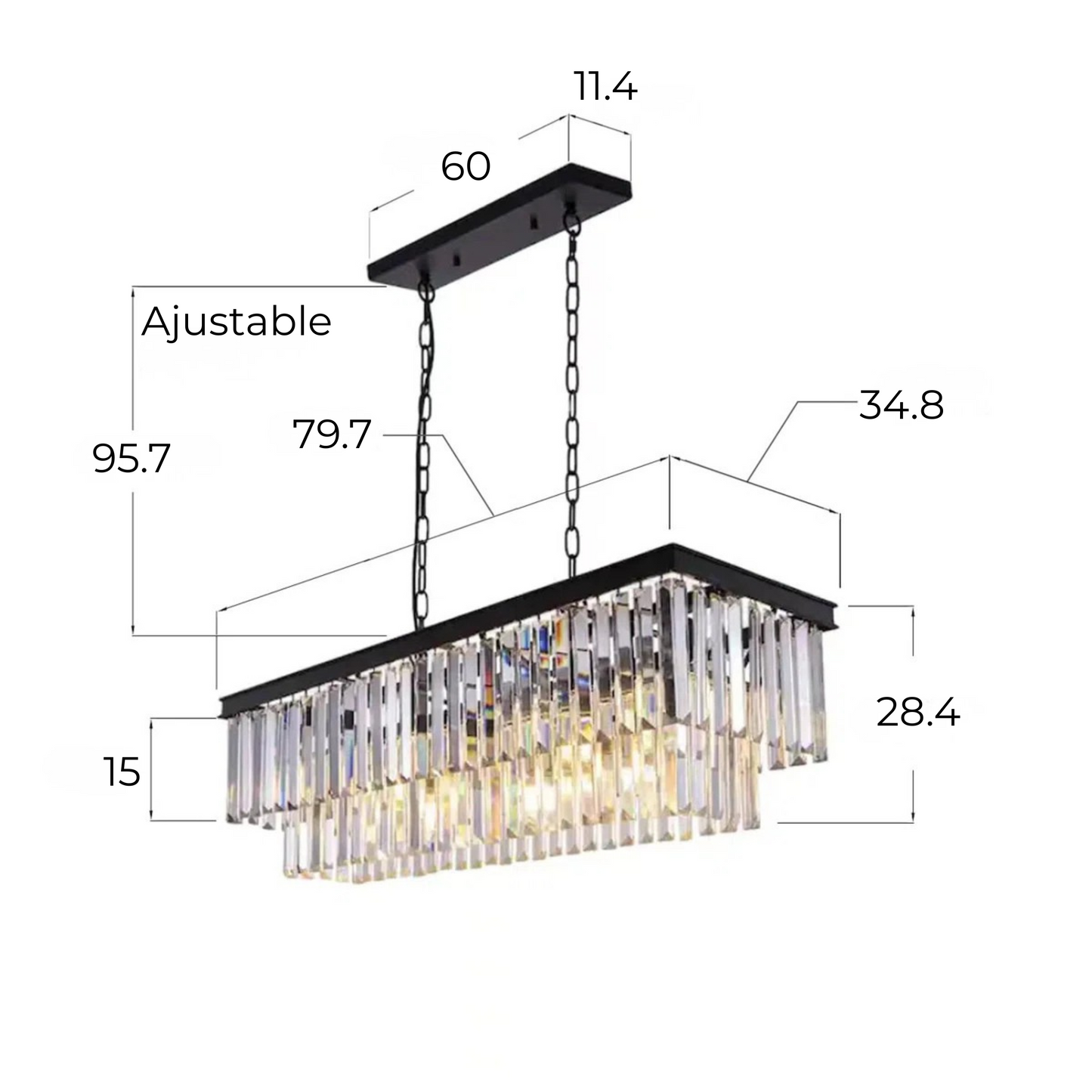 Chandelier / Lámpara Colgante Rectangular de Cristal