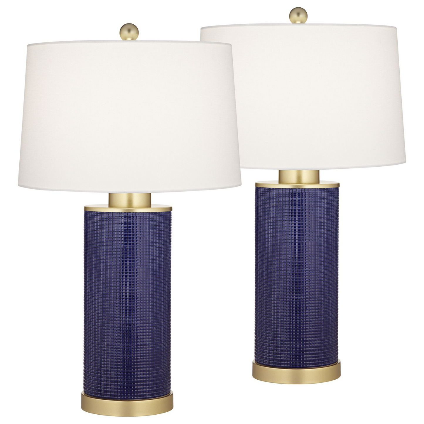 Lámpara de mesa Set x 2 Unidades En Cerámica Azul Esmaltada