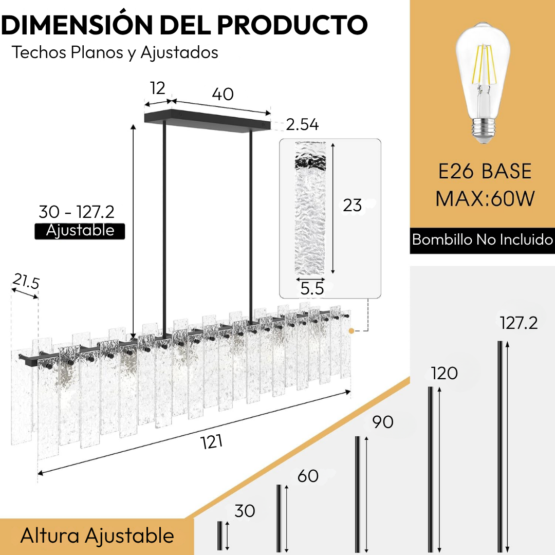 Lámpara Colgante Escalonada Brisa de Cristal