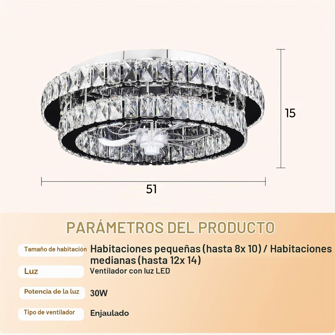 Lámpara de Techo con Ventilador Cristales