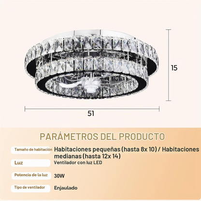 Lámpara de Techo con Ventilador Cristales