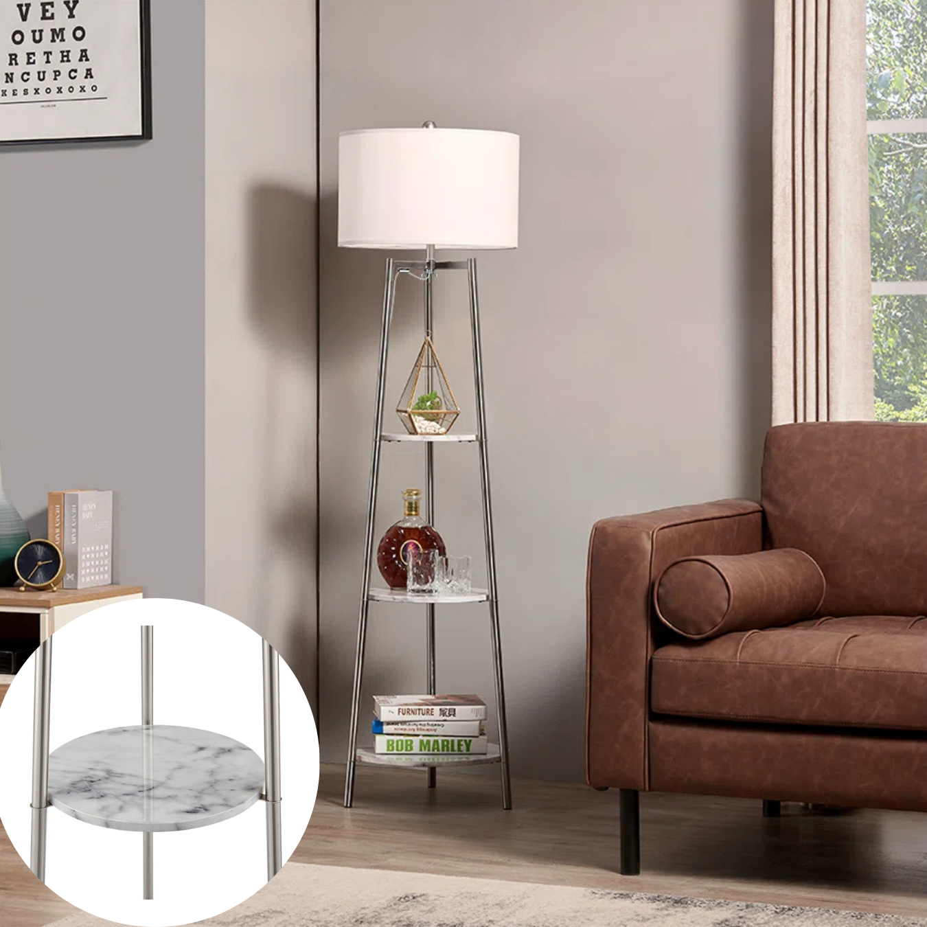 Lámpara de Piso Deluxe Tray con Repisa