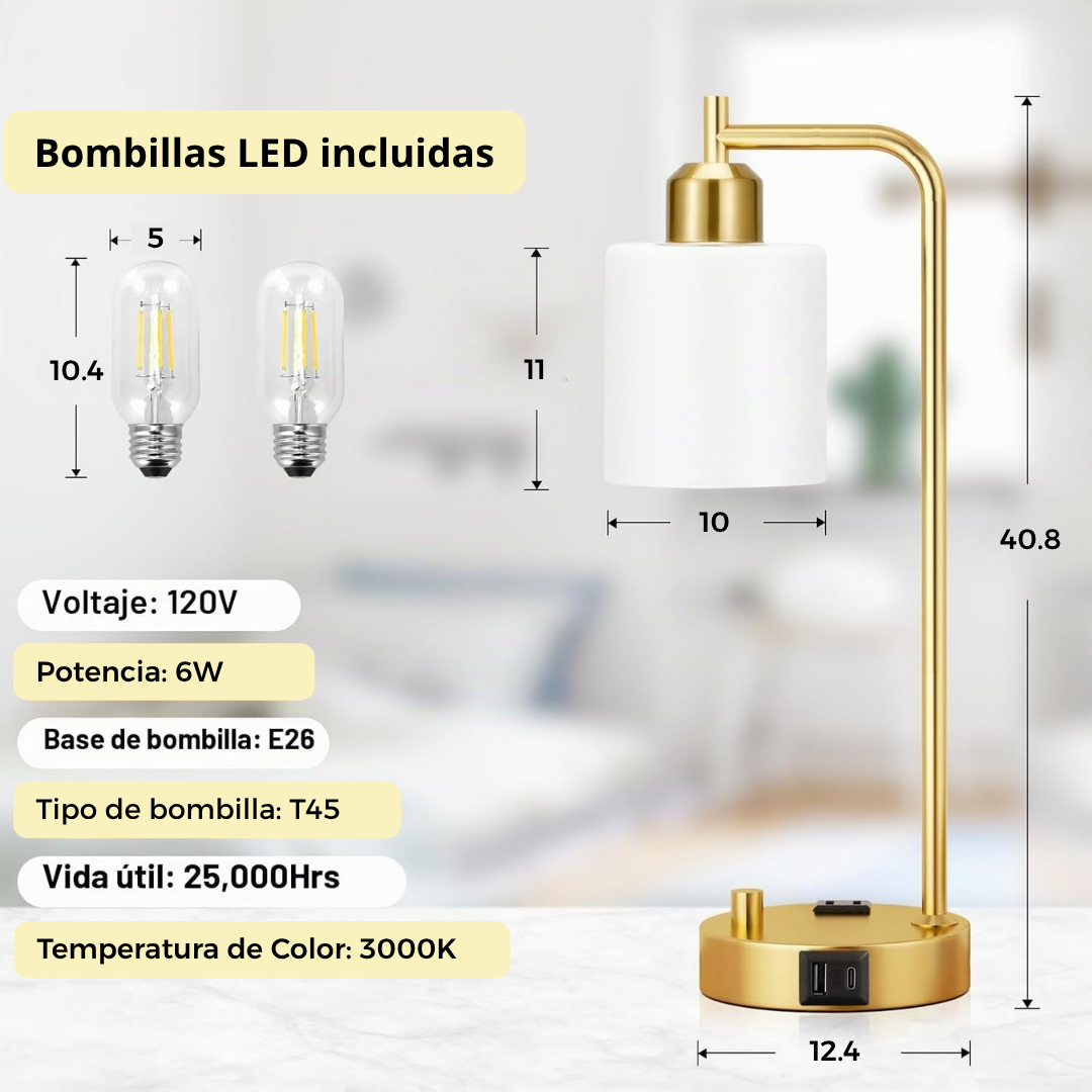 Set de Lámparas de Mesa Versa con Cúpula en Ópalo