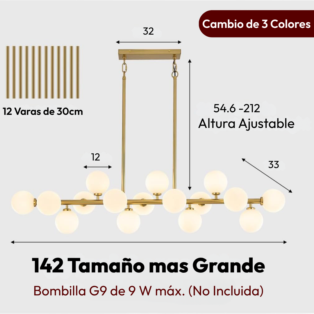 Lámpara Colgante Lineal Aurelia de 16 Luces