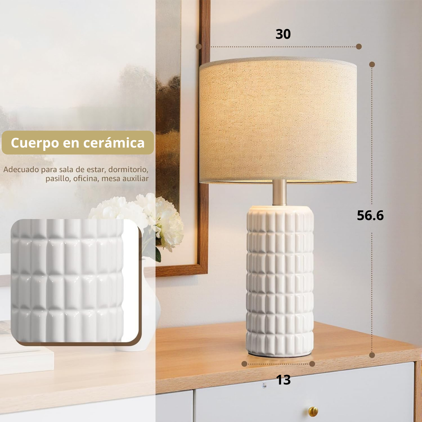 Lámpara de Mesa Cerámica Alabastro (Juego por 2 unidades)